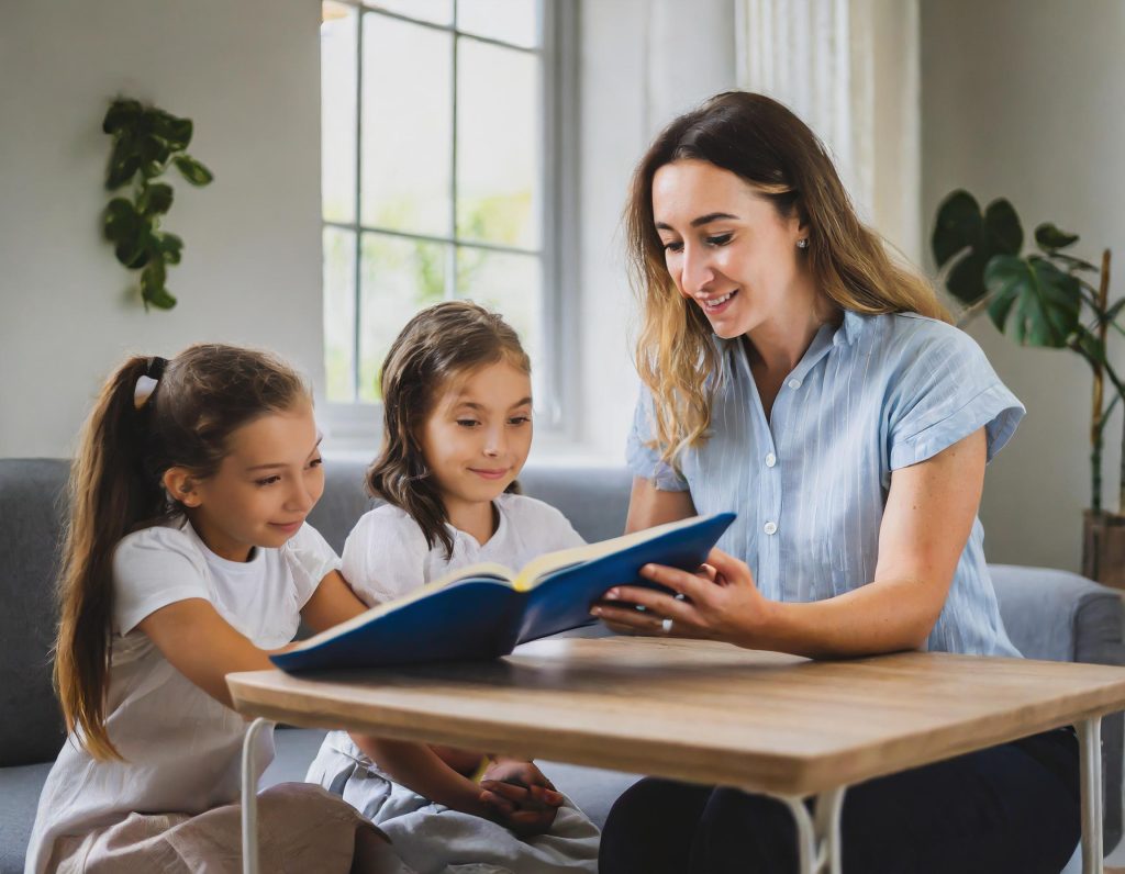 WomanReading withchildren